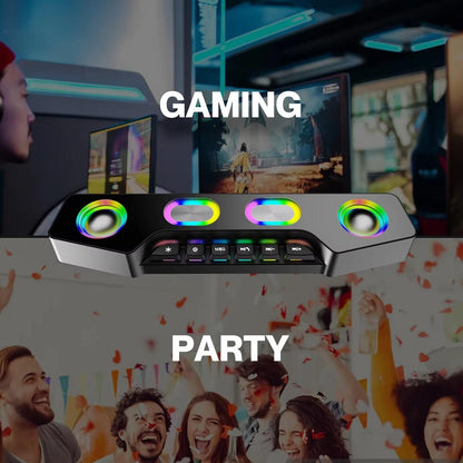 Bluetooth 5.1 Gaming Speaker Set with Wireless RGB Lights and Multiple Inputs
