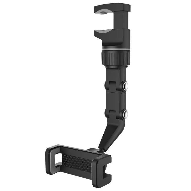 Foldable Rearview Mirror Phone Holder - 360-Degree Rotation for 4 to 6.5 Inch Devices