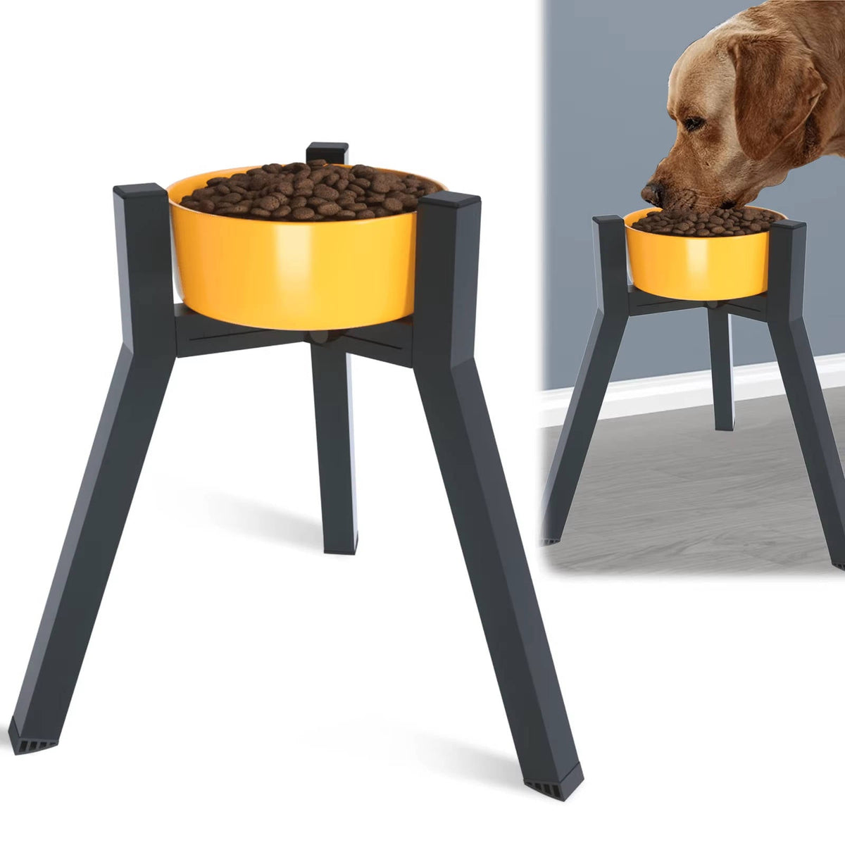 Adjustable Elevated Pet Feeding Stand with Foldable Frame