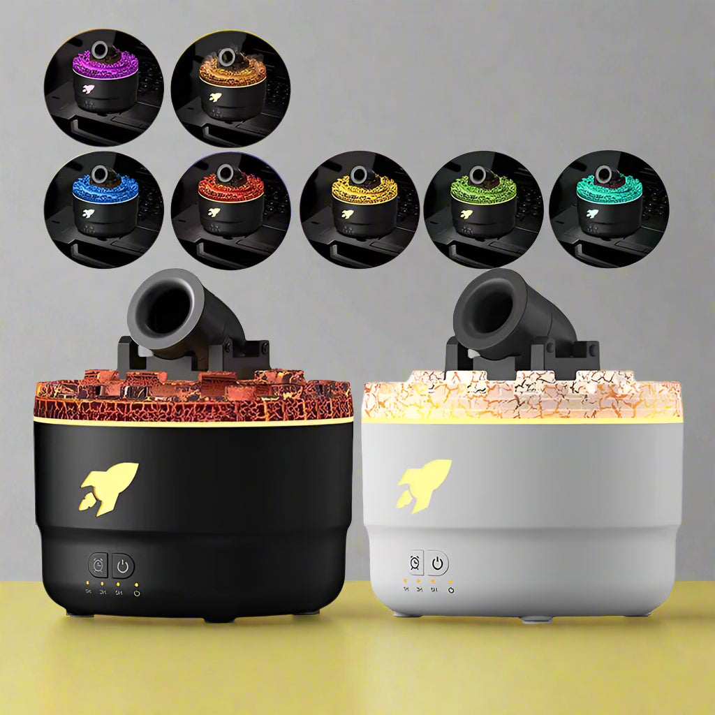 Essential Oil Diffuser and Humidifier with Rotating LED Volcano Light