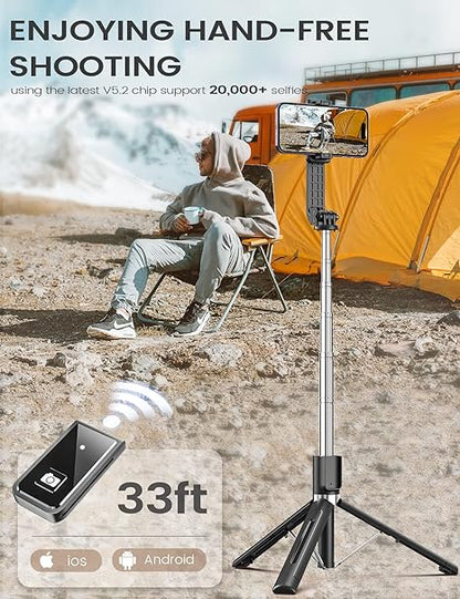 Extendable Wireless Selfie Stick with Tripod and Light