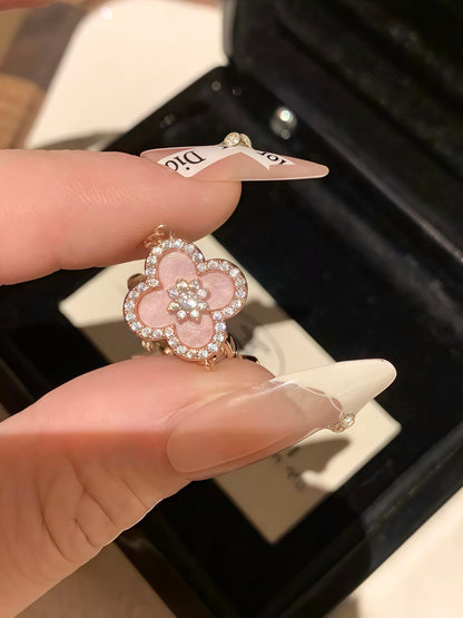 Chic Floral Wristpiece with Natural Shell and Crystal Highlights