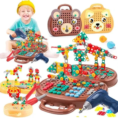 Creative Building Adventure Set with Electric Screwdriver - 80+ Pieces for Ages 3+