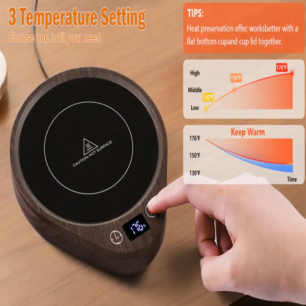 Premium Drink Warmer with Adjustable Heat and Safety Features