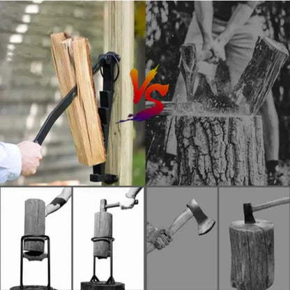 Wall-Mounted Steel Wood Splitting Tool for Effortless Chopping
