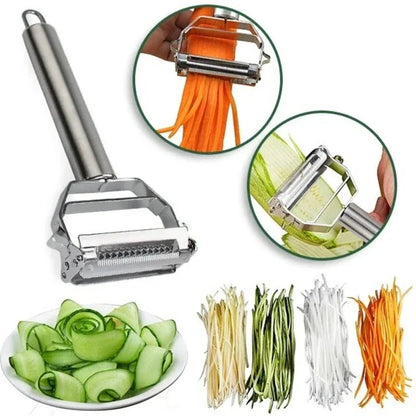 Vegetable Peeler in Stainless Steel with Julienne Blade and Dual Function