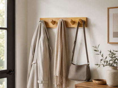 Entryway and Mudroom Hook Rail with 5 Large 1-Inch Hooks, 40 lb Capacity