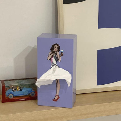 Charming Tissue Dispenser with Flowing Fabric and Secure Base