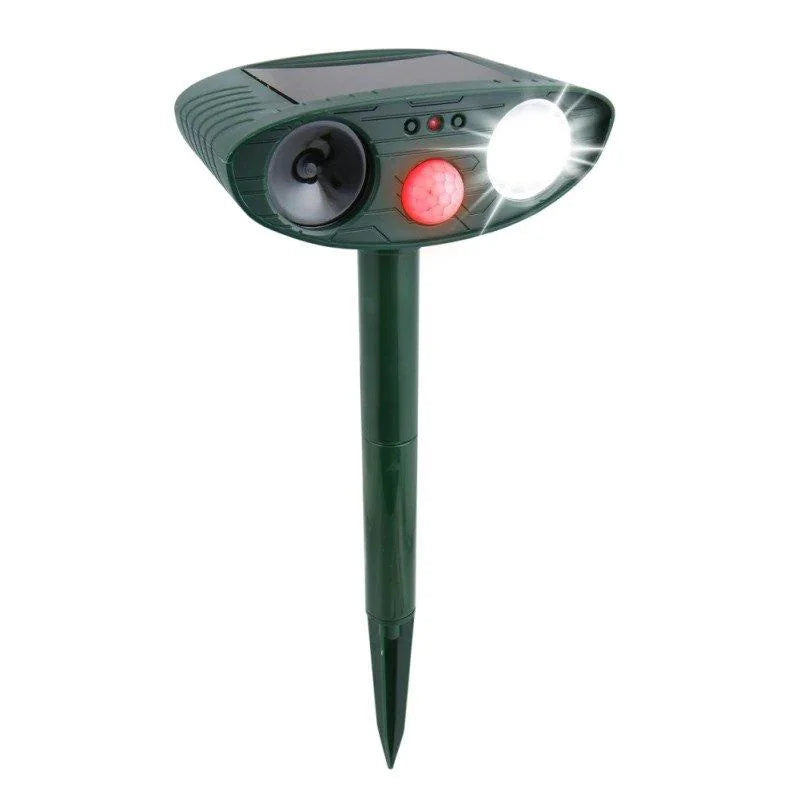 4-Pack Motion Sensor Ultrasonic Animal Deterrent with Solar Power and Flashing Light