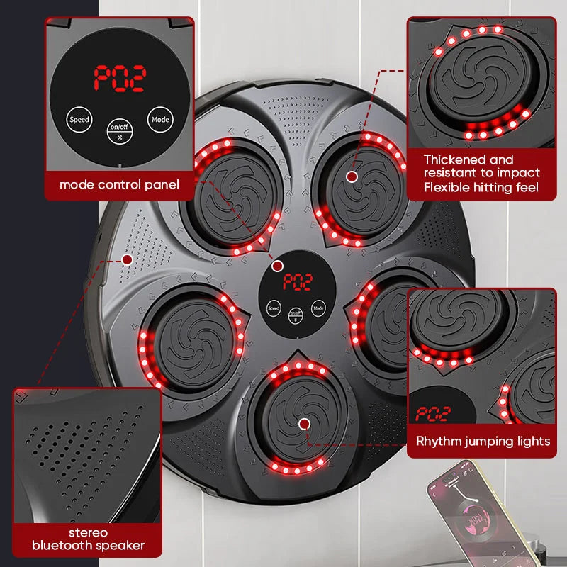 Bluetooth Punching Trainer with Adjustable Speed, Wall-Mounted Music Box