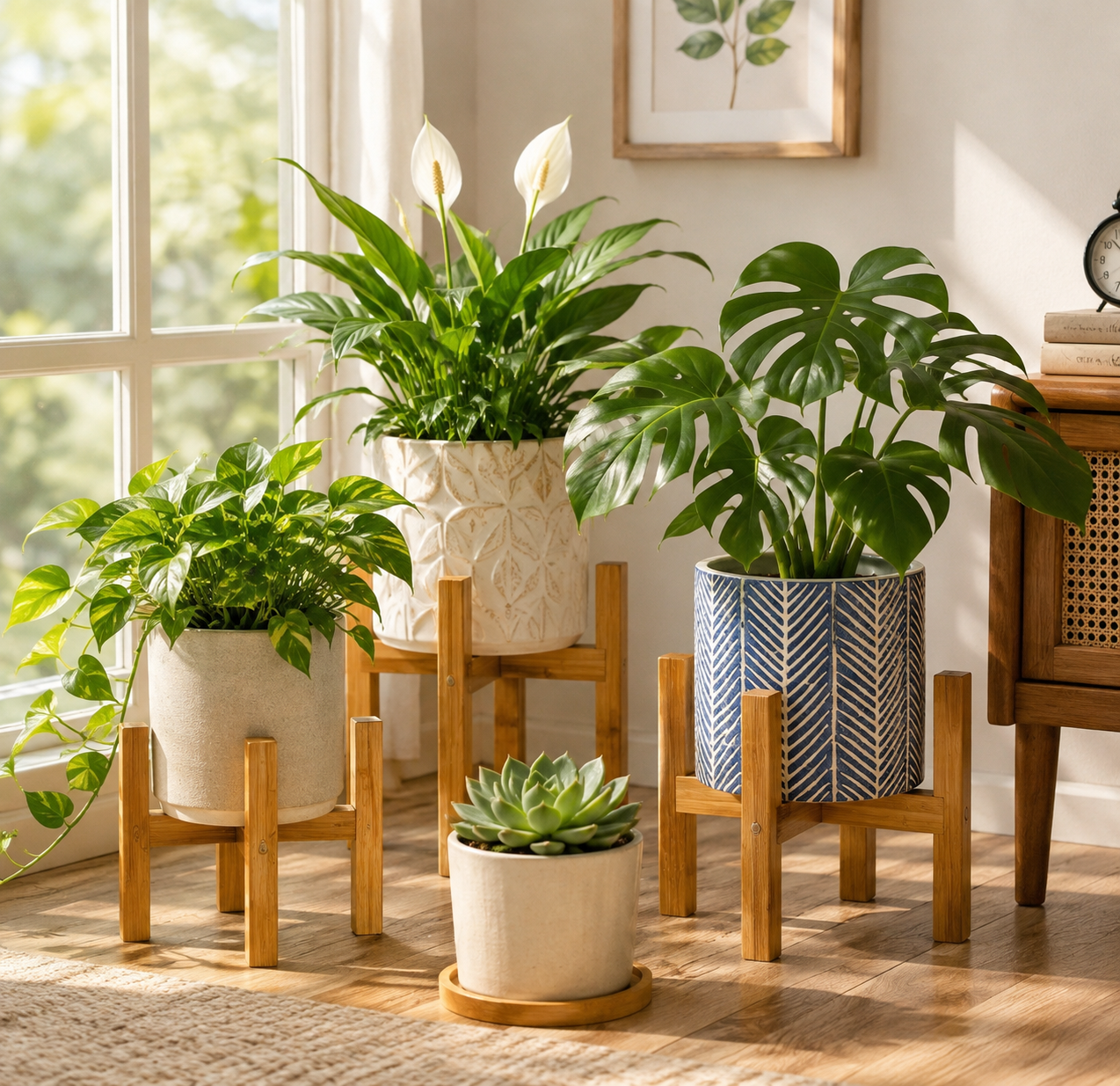 Sturdy Wooden Trays for Plant Pots – Indoor and Outdoor Display Stand