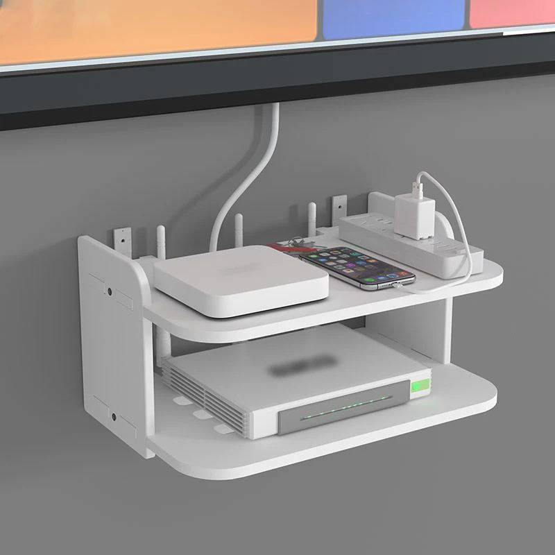 Floating Wall-Mounted Shelf for WiFi Router, Modem, and Cable Storage
