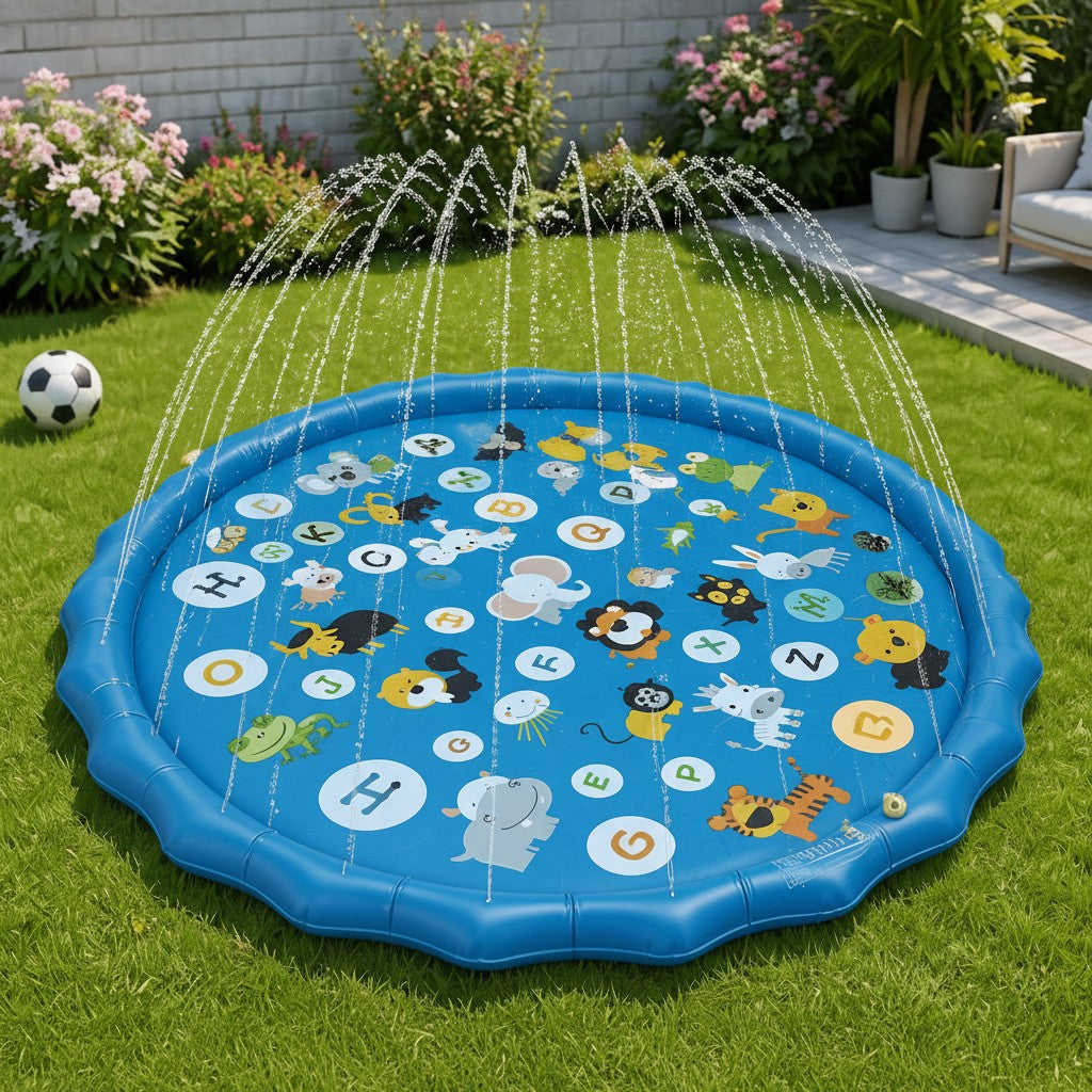 Sprinkler-Enabled Inflatable Water Play Mat