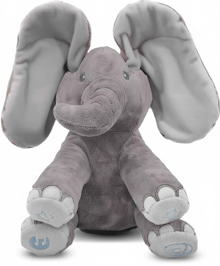 Plush Elephant Toy with Music and Peek-a-Boo Function
