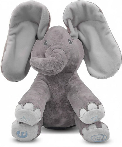 Plush Elephant Toy with Music and Peek-a-Boo Function