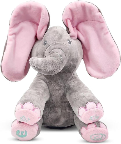 Plush Elephant Toy with Music and Peek-a-Boo Function