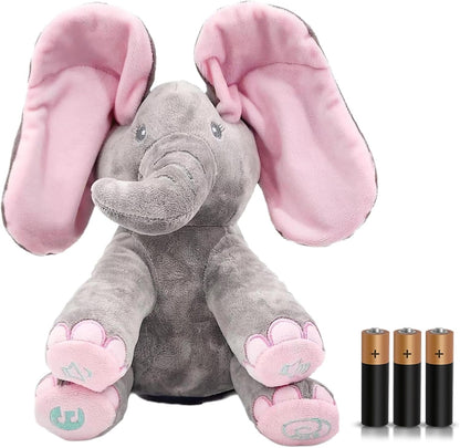 Plush Elephant Toy with Music and Peek-a-Boo Function