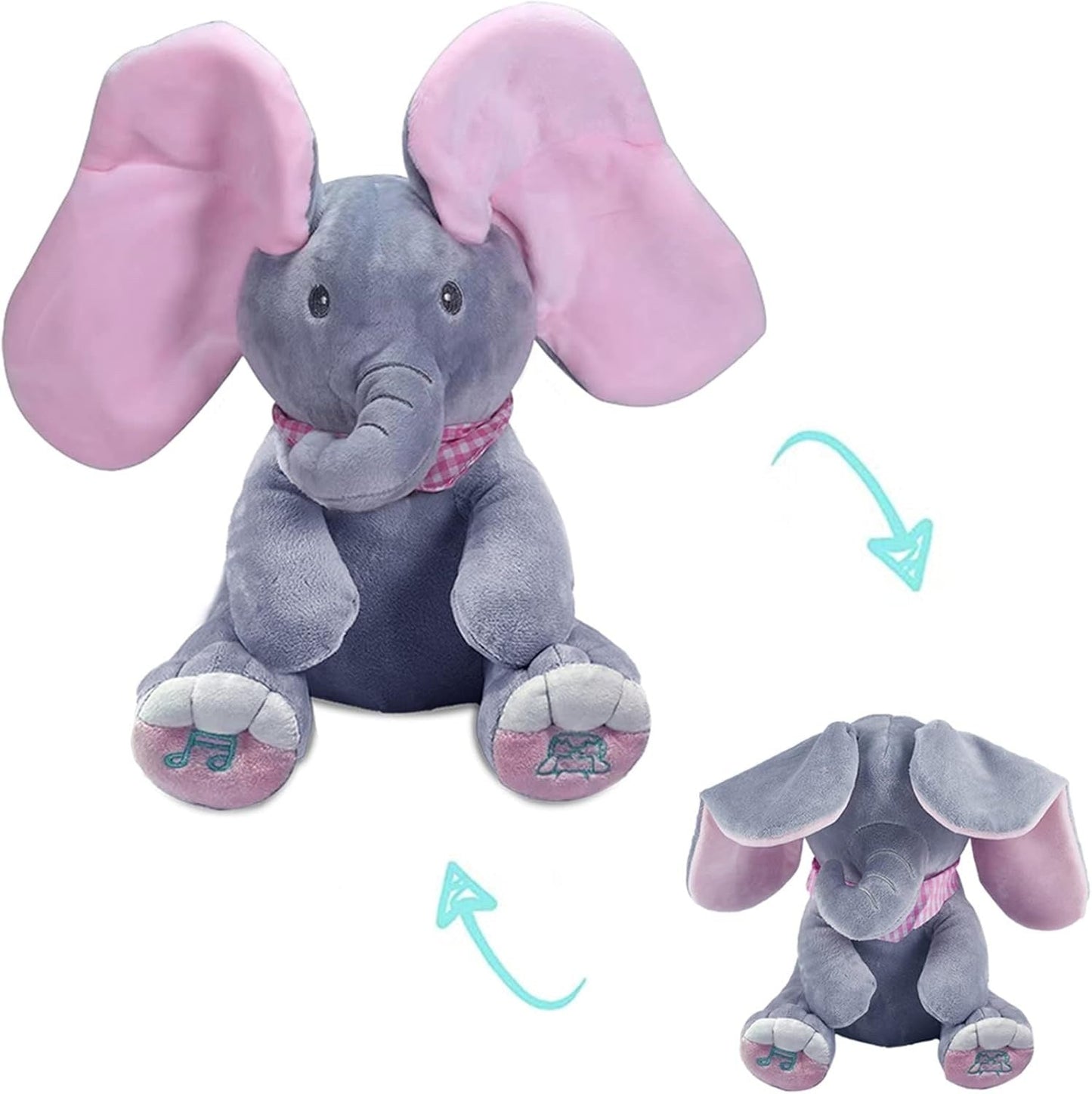 Plush Elephant Toy with Music and Peek-a-Boo Function