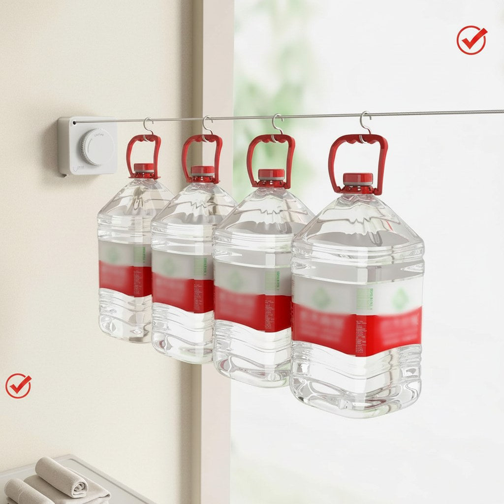Wall-Mounted Clothesline with Retractable Design and Anti-Sag Feature