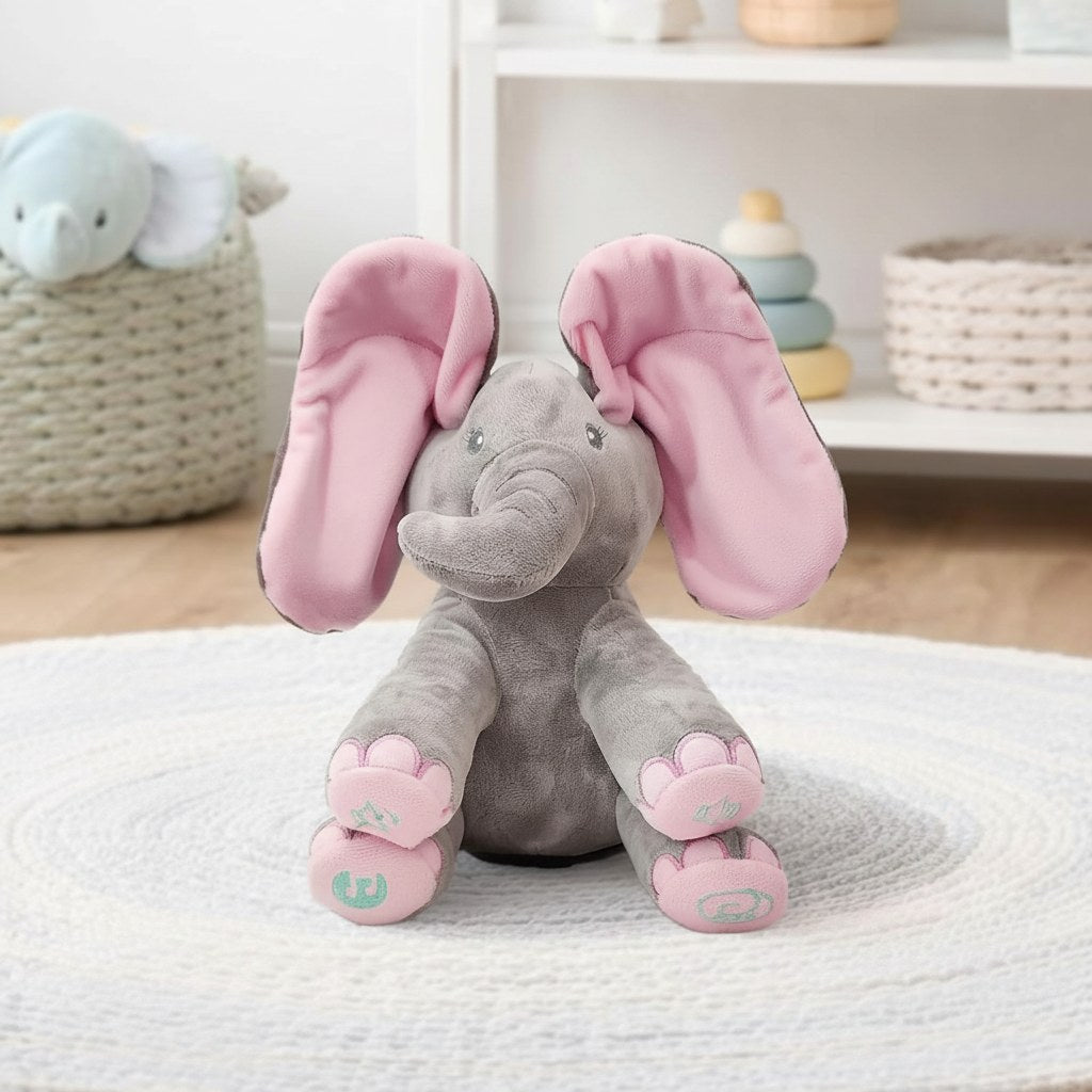 Plush Elephant Toy with Music and Peek-a-Boo Function