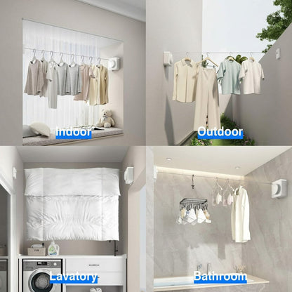 Wall-Mounted Clothesline with Retractable Design and Anti-Sag Feature