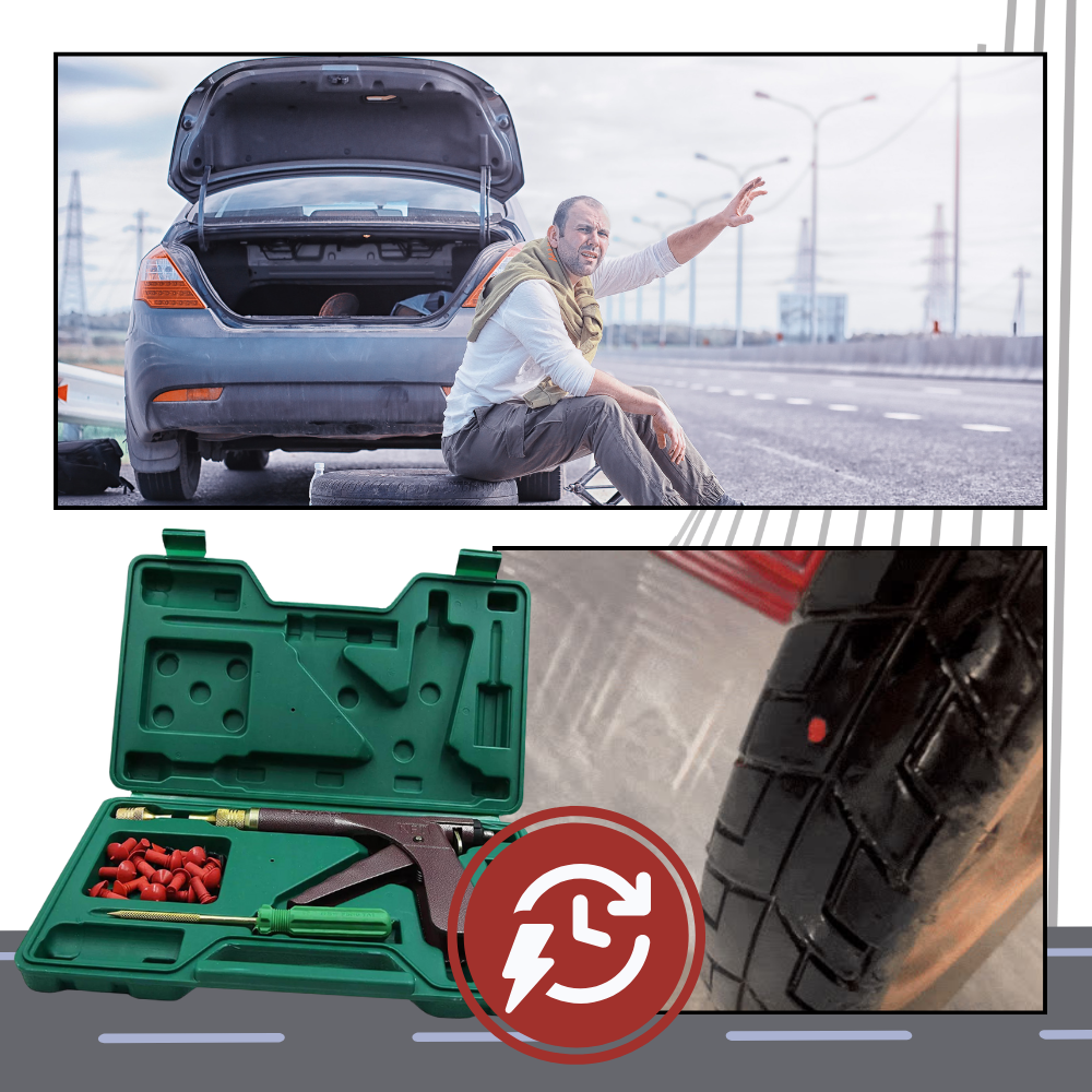 Tubeless Tire Repair Kit with Automatic Mushroom Plug Tool for Vehicles