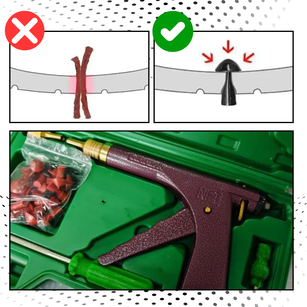 Tubeless Tire Repair Kit with Automatic Mushroom Plug Tool for Vehicles