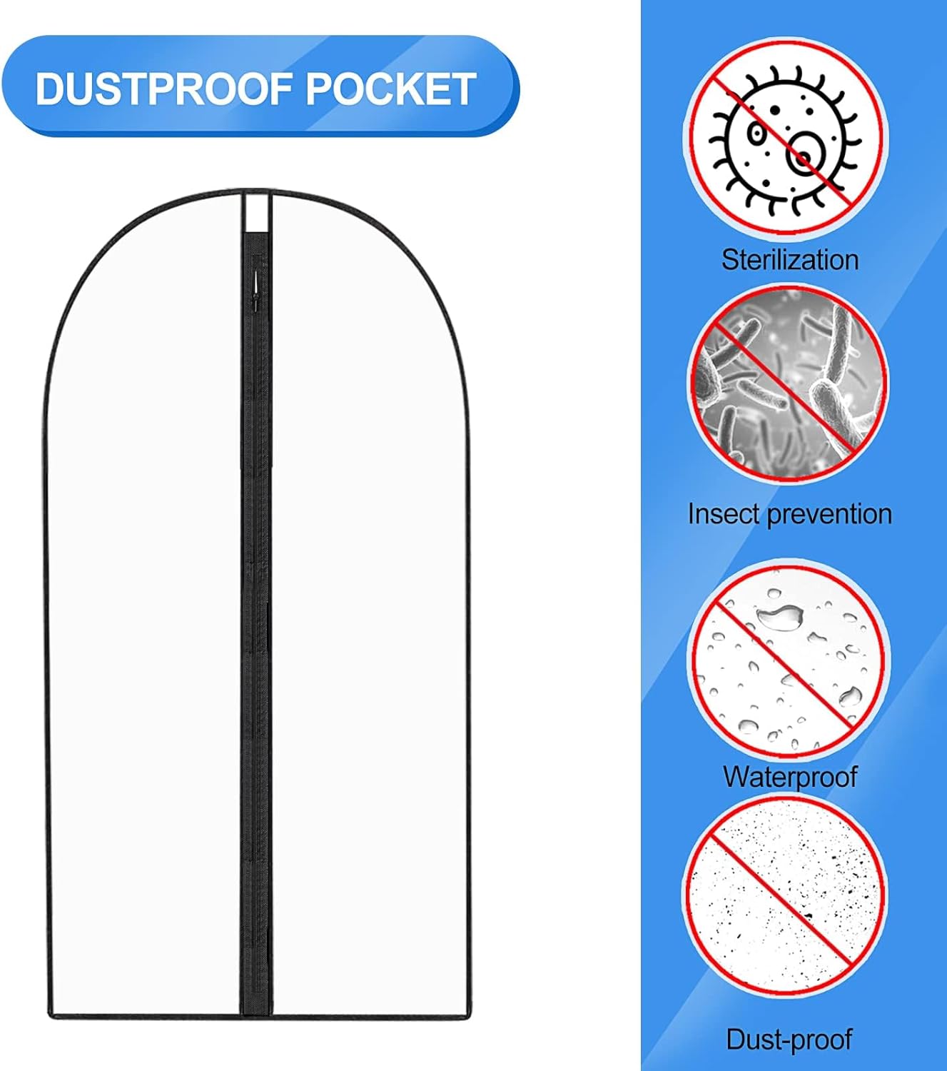 71-Inch Protective Garment Cover with Full-Zip and Dual Handles