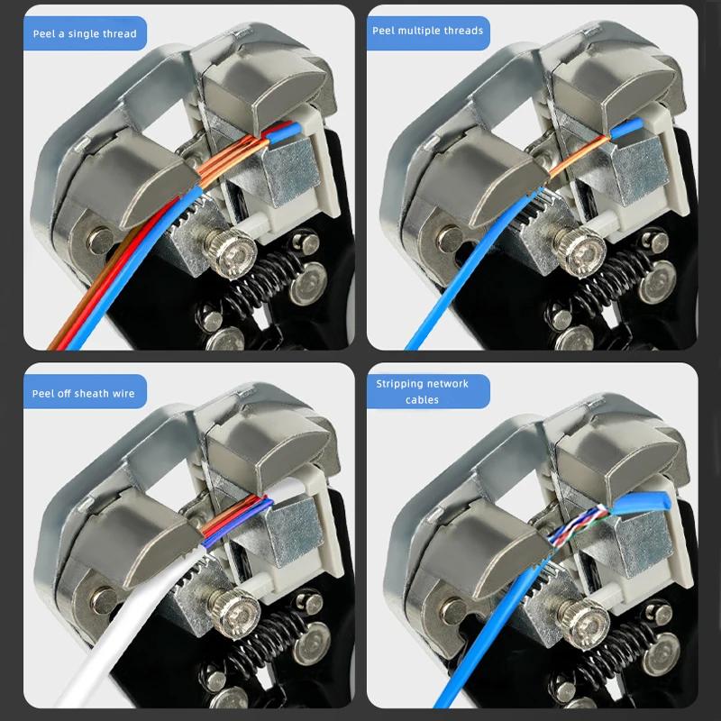 Multi-Function Wire Stripper with Integrated Cutter and Crimper