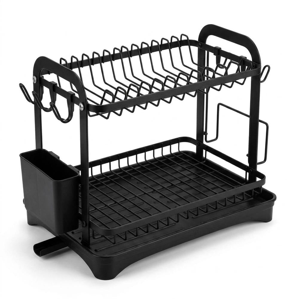 Dish Drying Rack with Drip Tray - Two-Tier Design