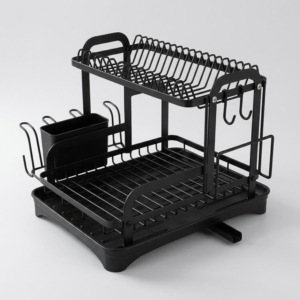 Dish Drying Rack with Drip Tray - Two-Tier Design