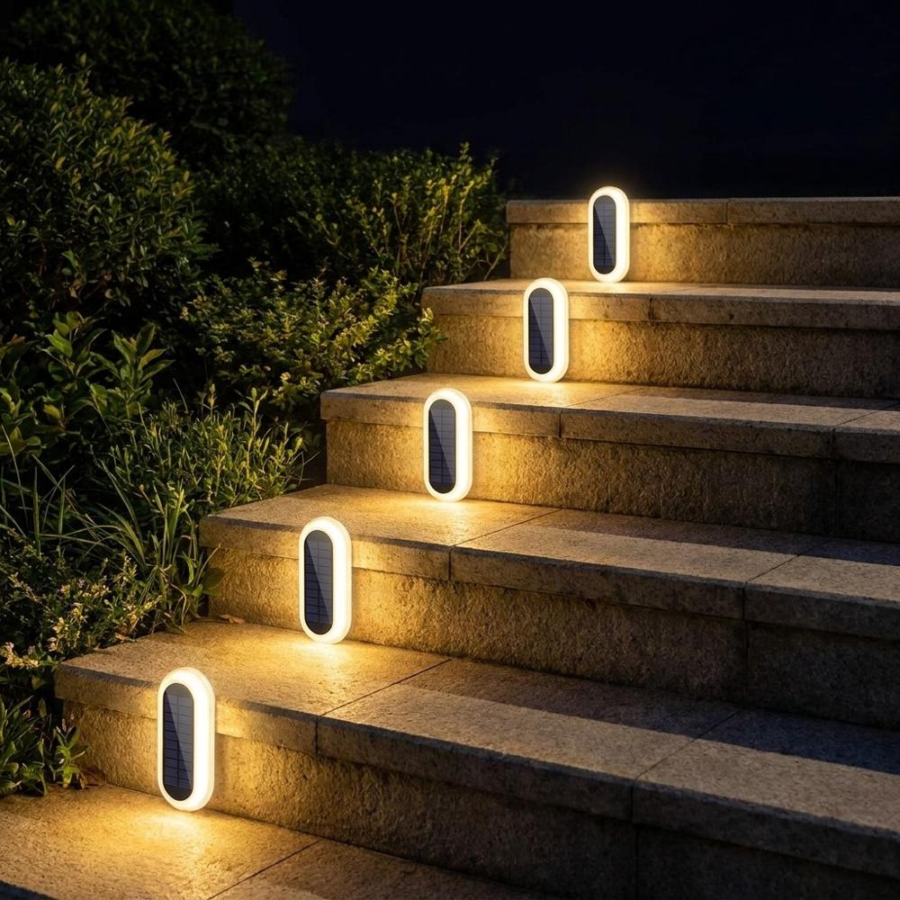 4-Pack of Waterproof Outdoor LED Step Lights with Solar Power