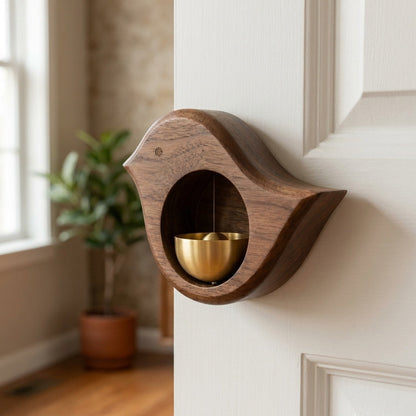 Brass Bell Door Chime with Walnut Finish