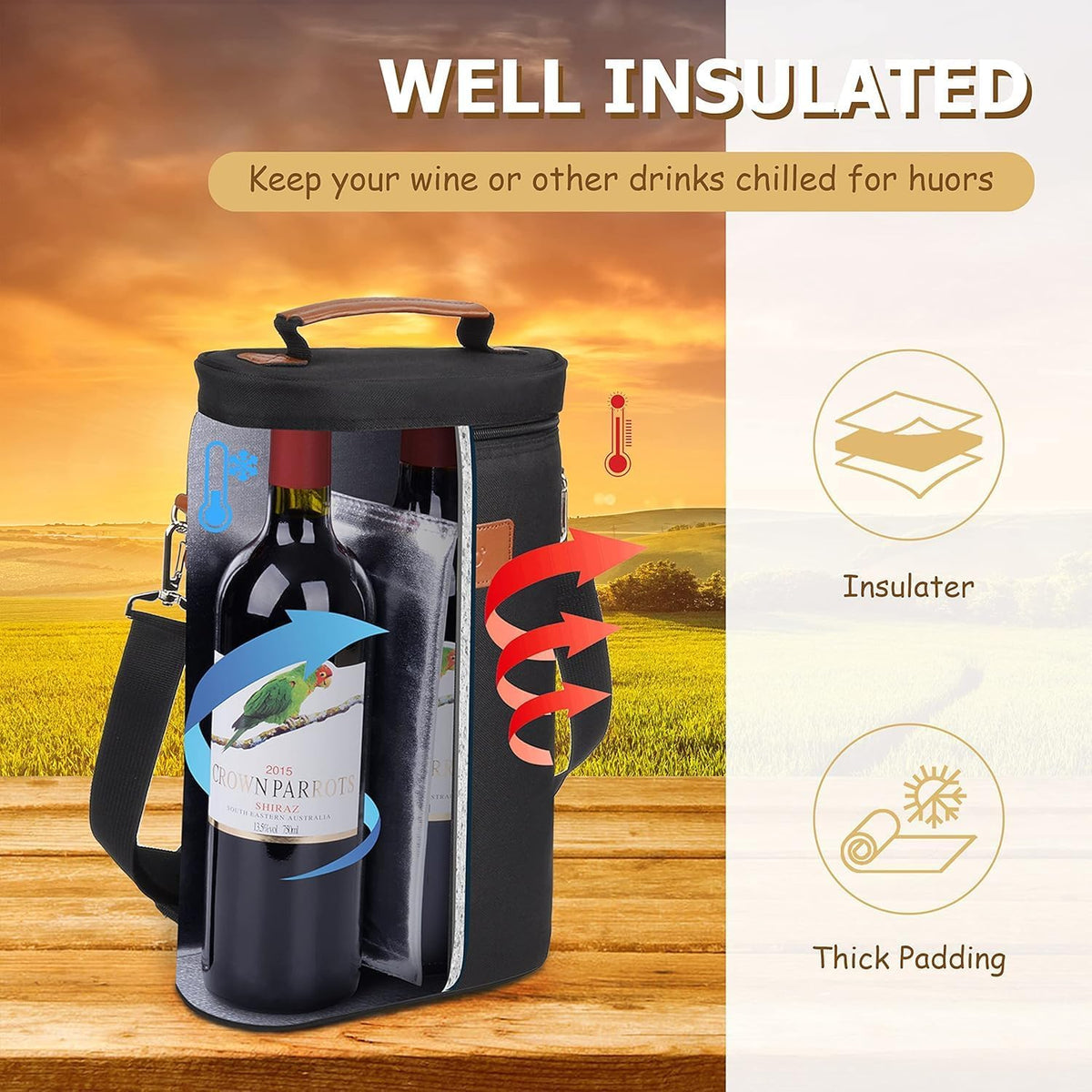 ChillMate Dual Bottle Insulator with Adjustable Strap