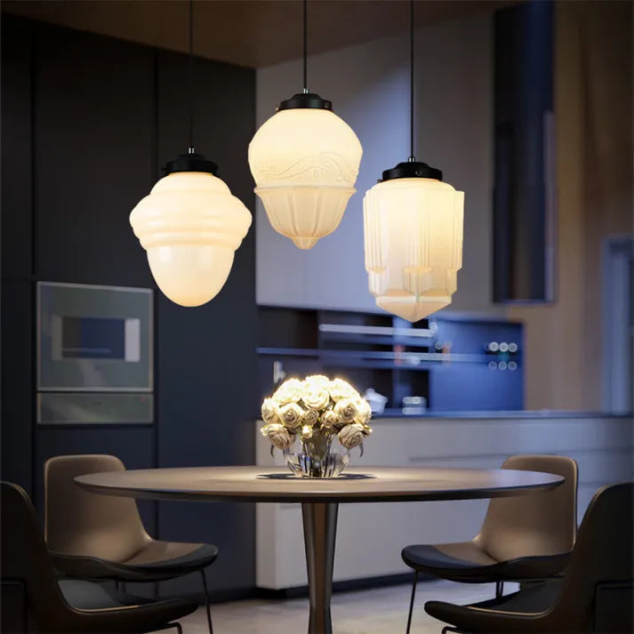 Geometric Pendant Light in Mid-Century Art Deco Style