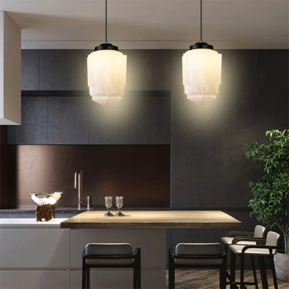 Geometric Pendant Light in Mid-Century Art Deco Style