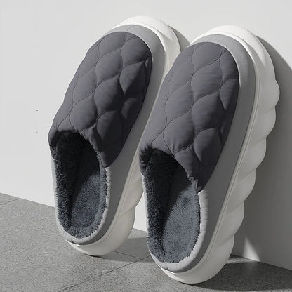 Men's Winter Slippers - Waterproof Plush House Shoes with Non-Slip Sole