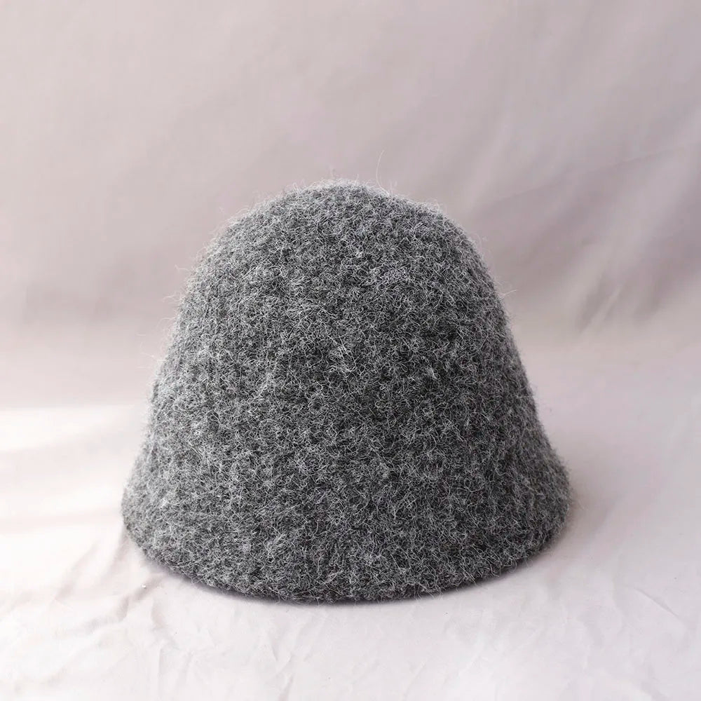 Foldable Vintage Fisherman Style Wool Bucket Hat for Women - Warm Cold Weather Accessory