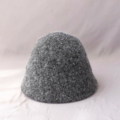 Foldable Vintage Fisherman Style Wool Bucket Hat for Women - Warm Cold Weather Accessory
