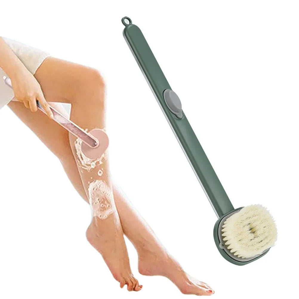 Curved Handle Back Scrubber with Gel Dispenser - 14.2 Inch Length
