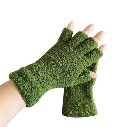 Adult Half-Finger Gloves with Coral Fleece Lining – Available in 6 Colors