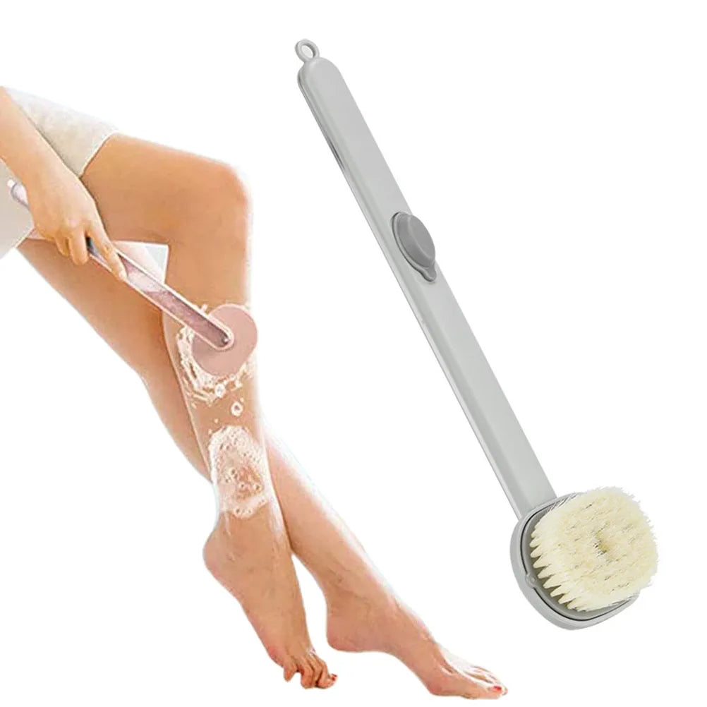 Curved Handle Back Scrubber with Gel Dispenser - 14.2 Inch Length