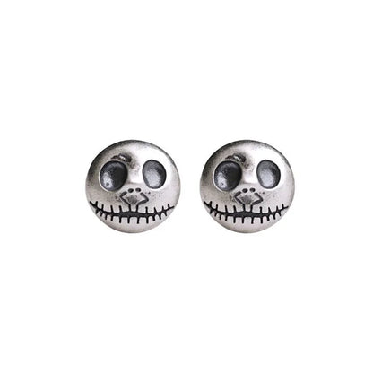 Daring Pumpkin Skull Earrings in Sterling Silver