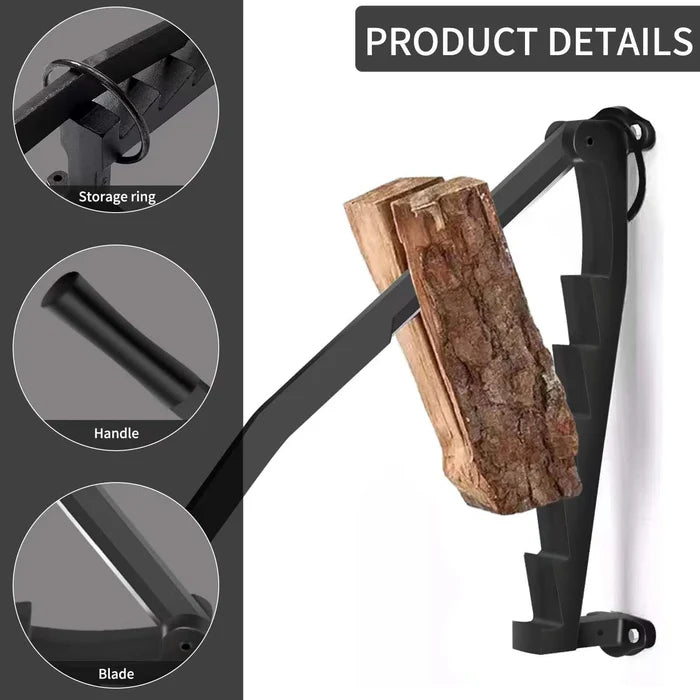 Wall-Mounted Steel Wood Splitting Tool for Effortless Chopping