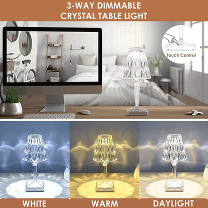 Sophisticated LED Table Lamp with Diamond-Inspired Glow