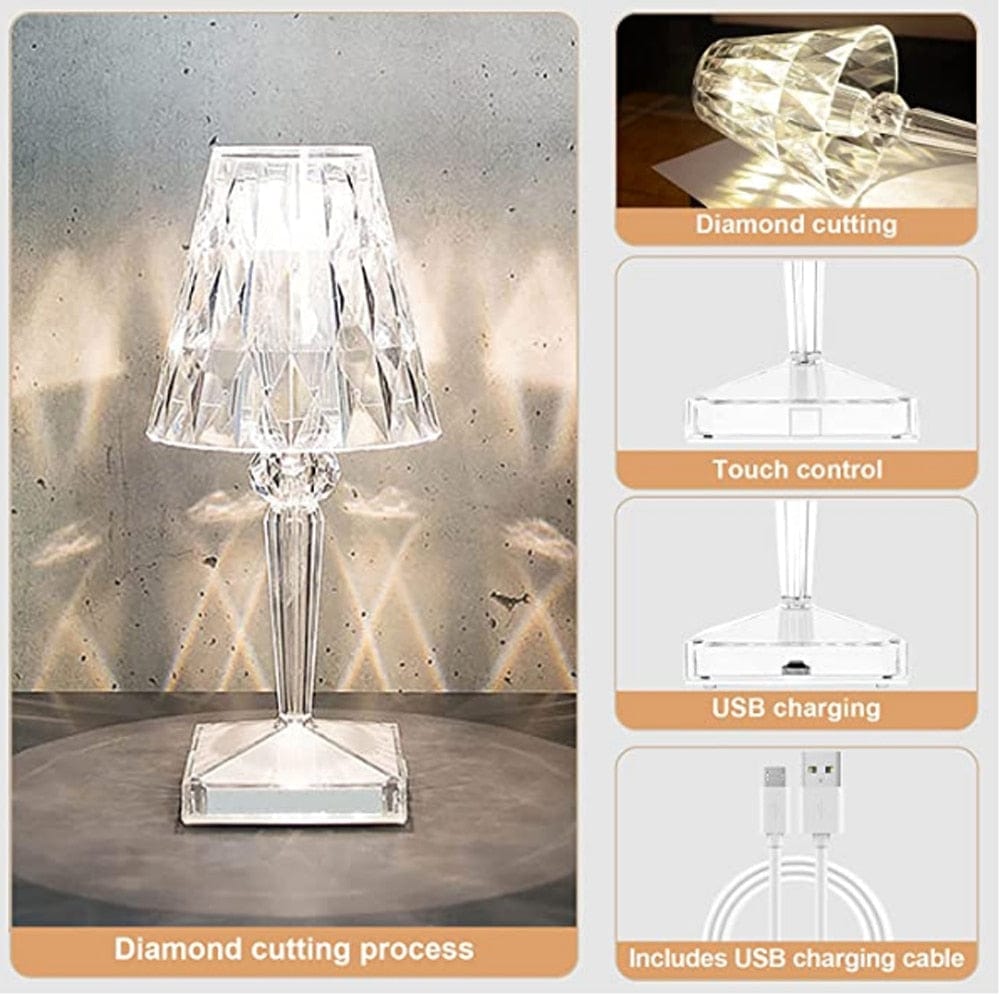 Sophisticated LED Table Lamp with Diamond-Inspired Glow