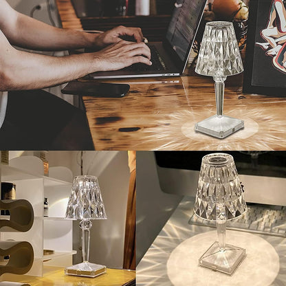 Sophisticated LED Table Lamp with Diamond-Inspired Glow