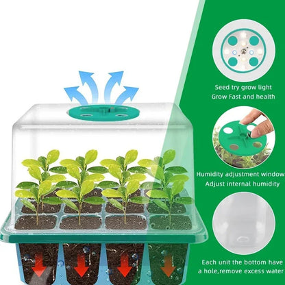 Seedling Starter Tray with Full Spectrum Grow Light and Humidity Dome