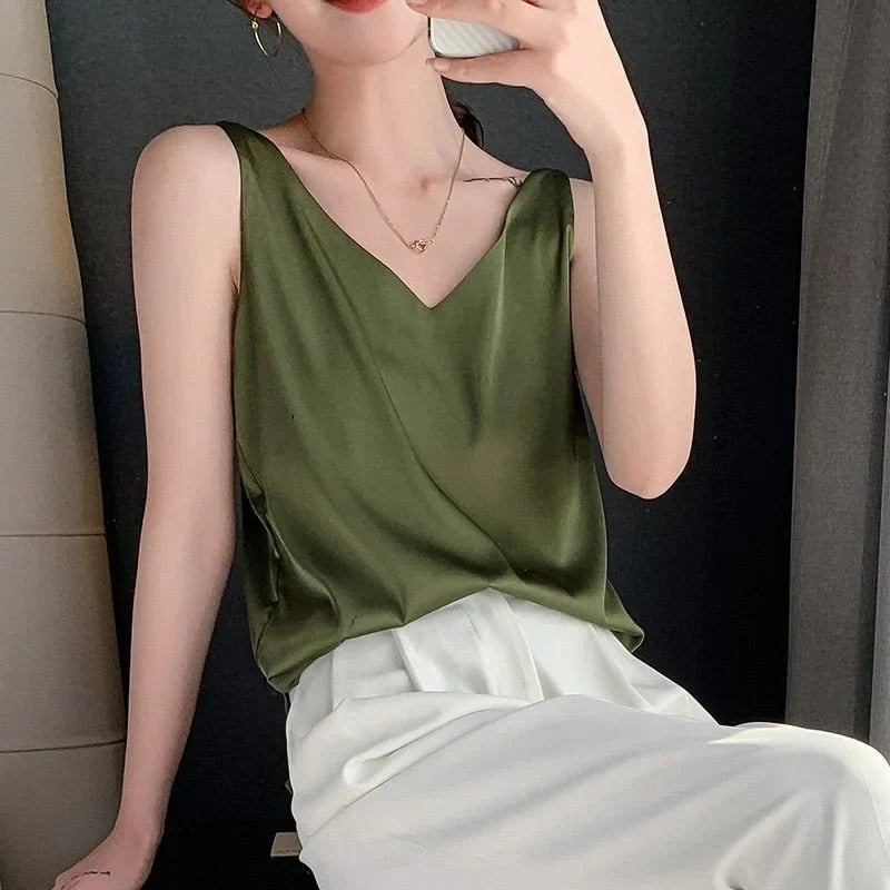 Elegant Silken Women's Tank Top for All-Day Comfort