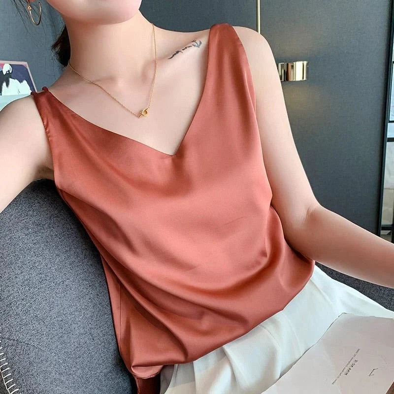 Elegant Silken Women's Tank Top for All-Day Comfort